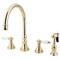 Kingston Brass Governor 8" Deck Mount Kitchen Faucet with Brass Sprayer Thumbnail - 1