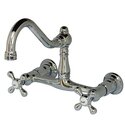 Polished Chrome Two Handle Vessel Sink Wall Mount Faucet - Kingston Brass Thumbnail - 1
