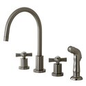 Kingston Brass Millennium Widespread Kitchen Faucet, Satin Nickel Thumbnail - 1