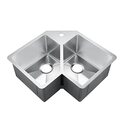 Stainless Steel Double Undermount Corner Sink 33 - Barclay Thumbnail - 1