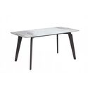 LeisureMod Krevor Series Modern Dining Table Silver Base, With 62 Medium Grey Sintered Stone Top Thumbnail - 1