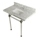 Kingston Brass KVPB36MASQ8 36X22 Carrara Marble Vanity with Sink and Acrylic Feet Combo, Carrara Marble/Brushed Nickel Thumbnail - 1