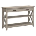Bush Furniture Key West Console Table with Drawers and Shelves in Washed Gray Thumbnail - 1