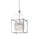 Chrome Boxed Cage Chandelier Crystal Draping Interior Clear Glass Shade - Bethel International Thumbnail - 1