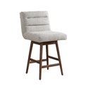 Armen Living Elias Brown Solid Wood Upholstered 26" Counter Height Swivel Barstool with Morning Fog Fabric Seat Thumbnail - 1