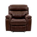 Armen Living Montague Dual Power Headrest and Lumbar Support Recliner Chair in Genuine Brown Leather Thumbnail - 1