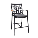 Outdoor Aluminum Barstool with Natural Teak Accent and Cushioning Thumbnail - 1