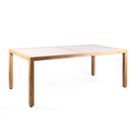 Gray Eucalyptus Wood Patio Dining Table with Teak Finish and Stone Top Thumbnail - 1