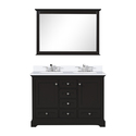 Lexora Dukes 48 in. W x 22 in. D Espresso Double Bath Vanity, White Quartz Top, Faucet Set, and 46 in. Mirror Thumbnail - 1