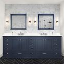 Lexora Dukes 84 in. W x 22 in. D Navy Blue Double Bath Vanity and White Quartz Top Thumbnail - 1