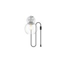 Living District Wesson 1 light Chrome and Clear plug in wall sconce Thumbnail - 1
