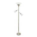 Elegant Designs 3 Light Floor Lamp with Scalloped Glass Shades, White Thumbnail - 1