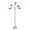 HomeStock African Adventure 5 Light Gooseneck Floor Lamp - 30"x 10"x 67" - Silver Base with Multicolored Shades for Fun Adjustable Lighting Options Thumbnail - 1