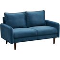 Modern Velvet Sofa with Wooden Legs - Living Room Couch - Thumbnail 1