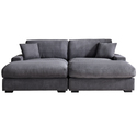 Oversized Loveseat Sectional Sofa with Chaise & Ottomans Thumbnail - 1