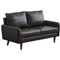Modern Faux Leather Sofa with Wooden Legs - Living Room Couch Thumbnail - 1