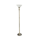 Lalia Home Classic 1 Light Torchiere Floor Lamp with Marbleized Glass Shade, Antique Brass Thumbnail - 1