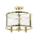 Lalia Home 3-Light 13" Industrial Farmhouse Glass and Metallic Accented Semi-flushmount, Gold Thumbnail - 1