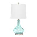 Lalia Home Rippled Glass Table Lamp with Fabric Shade, Blue Thumbnail - 1