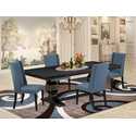 Luxe by East West Luxy Furniture LKFL5-SBB-21 - 5-piece kitchen table set consists of a rectangular table and 4 Mineral Blue Linen Fabric dining chairs with Padded Chair Back - Sand Blasting Black Finish. Thumbnail - 1