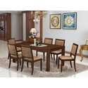 Brown Leather Stackable Chairs Dining Set Antique Walnut Finish Thumbnail - 1