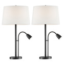 Table Lamps Set 2 Pack Black White Linen LED 60Wx2 - Lite Source Thumbnail - 1