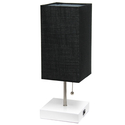 Simple Designs Petite White Stick Lamp with USB Charging Port and Fabric Shade, Black Thumbnail - 1