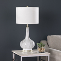 Faux Marble Table Lamp w/ White Shade 14 x 28.75H - SEI Thumbnail - 1
