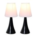 Mini Touch Table Lamp Set with Fabric Shades Black Color - All the Rages Thumbnail - 1