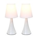 Simple Designs Valencia Colors 2 Pack Mini Touch Table Lamp Set with Fabric Shades, White Thumbnail - 1