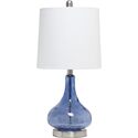 Modern Glass Desk Lamp with Dark Blue Drum Shade Thumbnail - 1