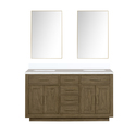Lexora Abbey 60 in W x 22 in D Grey Oak Double Bath Vanity, Cultured Marble Top, and 28 in Mirrors Thumbnail - 1