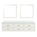 Lexora Castor 80 in W x 22 in D White Double Bath Vanity, White Quartz Top, and 36 in Mirrors Thumbnail - 1