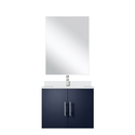 Lexora Geneva 24 in W x 22 in D Navy Blue Single Bath Vanity Cultured Marble Countertop, 18 in Mirror and Faucet Set Thumbnail - 1