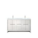 Lexora Lafarre 60 in W x 20 in D White Double Bath Vanity, Cultured Marble Top and Brushed Nickel Faucet Set Thumbnail - 1