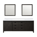 Lexora Marsyas 84 in W x 22 in D Brown Double Bath Vanity, Cultured Marble Countertop and 34 in Mirrors Thumbnail - 1