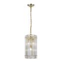 Bethel International Gold Frame Single Pendant Light Fixture with Clear Glass Tubes Thumbnail - 1