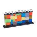 Israel Giftware Multi Colored Square Fused Glass Menorah - Handmade Hanukkah Gift Thumbnail - 1