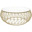 LeisureMod Malibu Modern Round Glass Top Coffee Table With Metal Base Thumbnail - 1
