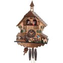 One Day Musical Cuckoo Clock Cottage with Man Sawing Wood, Waterwheel and Dancers Thumbnail - 1