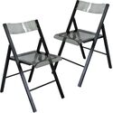 LeisureMod Menno Modern Acrylic Folding Chair Black Frame With Trans Black Seat Set of 2 Thumbnail - 1