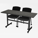 Regency Kobe 60 x 24 in. Flip-Top Training Nesting Table- Ash Grey & 2 Knight Mesh Chairs Thumbnail - 1