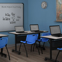 Mobile Flip Top Training Table 72x24 Maple Modesty Panel & Stack Chairs Blue - Regency Seating Thumbnail - 1