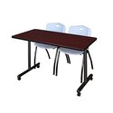 48 x 24 Mahogany Training Table & 2 Grey Stack Chairs Set - Regency Seating Thumbnail - 1