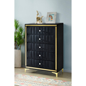 Better Home Products Monique Velvet Upholstered 5-Drawer Chest Dresser with Gold Legs and Gold Trim in Black - Fully Assembled Thumbnail - 1