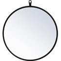 Elegant Decor Metal frame round mirror with decorative hook 18 inch in Black Thumbnail - 1