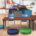 Cherry Height Adjustable Classroom Tables Navy Blue Stack Chairs - Regency Seating Thumbnail - 1