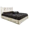 Homestead Collection Platform Bed w/ Storage, King w/ Laser Engraved Wolf Design, Ready to Finish Thumbnail - 1