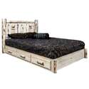 Montana Collection Platform Bed w/ Storage, Full w/ Laser Engraved Elk Design, Ready to Finish Thumbnail - 1
