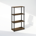 Furinno Turn-N-Tube 4-Tier Multipurpose Shelf Display Rack, Shelving Unit, Bookcase, Columbia Walnut/Black Thumbnail - 1